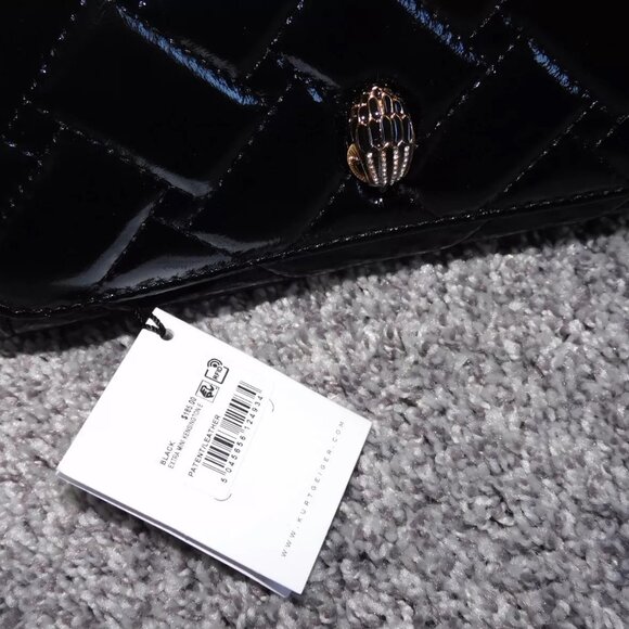 Kurt Geiger Extra Mini Kensington Clutch Bag In Black Shiny Leather NEW - Picture 2 of 6